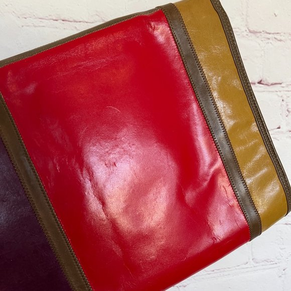 80's Leather Colorblock Shoulder Purse - Palizzio - Picture 5 of 6